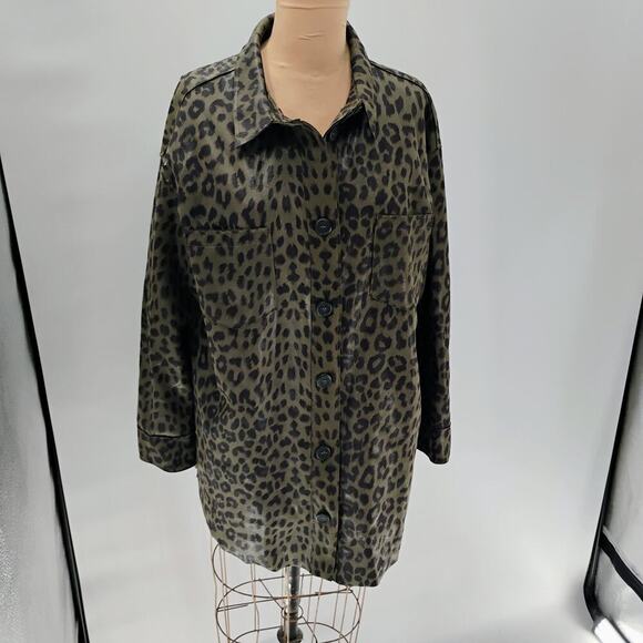Zara Animal Print Overshirt, Size M lapel collar long cuffed Sleeves shacket - Picture 5 of 14